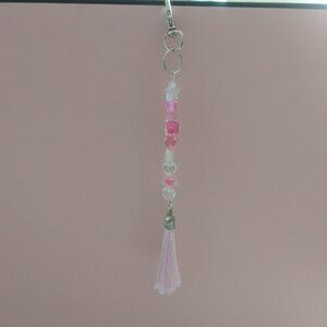 Pink Star & Heart Beaded Tassel Purse Charm